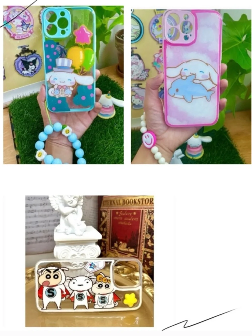 iPhone 13promax cartoon case,Handmade case with free gift beads chain